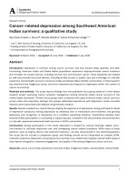 Cancer-related depression among Southwest American Indian survivors: a qualitative study